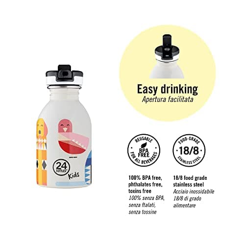 Bouteillekids24Bottles MaternellePrimairePaille250mlHermétiqueInoxydableBPAFreeLégèreGourdeEnfantSportLoisirSûre