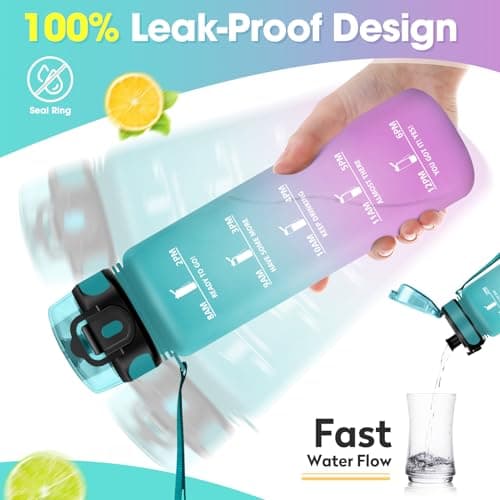 Gourde KollyKolla Enfant 500ml Étanche Réutilisable pour Maternelle École Sport Campings avec Marqueur de Temps Filtre S