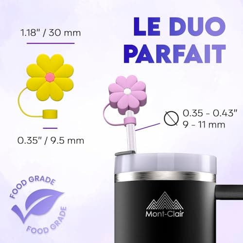 Mont-Clair 9 Embouts en Silicone pour Pailles + Bouchon Paille Compatible avec les Tumblers et Bouteilles d'Eau - Access
