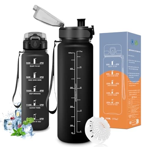Bouteille d'eau Vikaster sans BPA, Étanche & Réutilisable pour le Sport et les Activités Outdoor, Gourde Randonnée Yoga — A-mat Noir