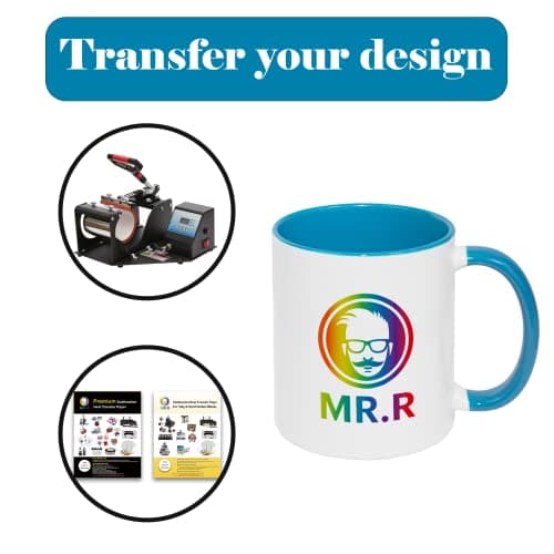 MR.R Lot de 2 tasses à café vierges en bleu clair 325 ml pour maison et bureau