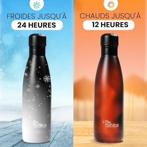 Otto Koning Gourde isotherme 500 ml - Bouteille d'eau isotherme conserve les boissons froides pendant 24 heures et chaud