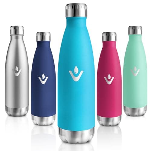 Motswedi Gourde Isotherme 500ml, 24h Froid & 12h Chaud, sans BPA pour Randonnée & Sport, Réutilisable — Bleu Ciel