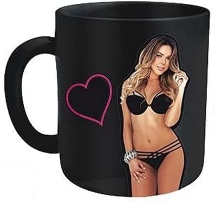 Tasse thermoréactive sexy femme cheveux longs châtain | Céramique 25 cl