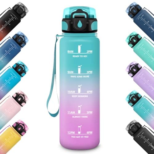 HoneyHolly Gourde 500ML Étanche & Réutilisable, Gourde Sport Motivation Marqueur Anti-fuite, Bouteille d'eau pour Gym &