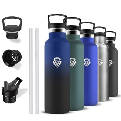 Gourde isotherme sport 500ml anti-fuite double isolation bouteille inoxydable randonnée voyage camping — Bleu-noir
