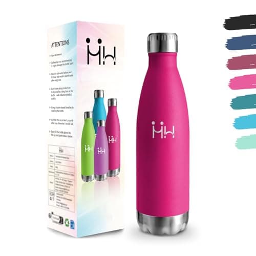 Gourde Acier Inoxydable Sans BPA Isolée Isotherme 500 ml 18/8 Isolation Double Paroi École Randonnée Rose Rouge Bouteill