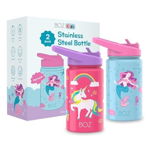 Gourde Isotherme Enfant Anti-fuite (8 oz) sans BPA, Bouteille Boisson Chaude/Froide Double Paroi Inox 414ML, 24h Isolati — Licorne / Sirène