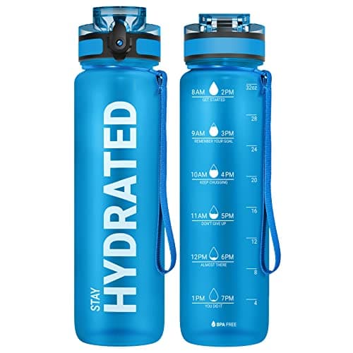 Bouteille d'Eau Sahara Sailor 1L, Sportive & Étanche pour Sport et Camping, Sans BPA et Reutilisable avec Marqueur de Te — Soda Bleu