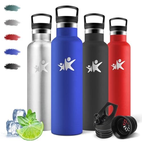 Motswedi Gourde Isotherme 1l, Réutilisable sans BPA, Thermos pour Randonnée, Bureau & Outdoor, 18/8 Acier Inoxydable, Ve — Bleu Roi -750ml