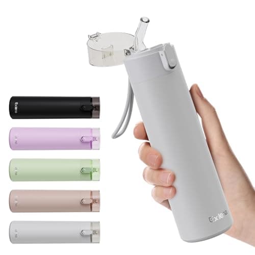 Petite Gourde Exllena Isotherme Gris Clair pour Sport et Bureau avec Paille OUVrage Facile et Ultra-Compact — Gris Clair