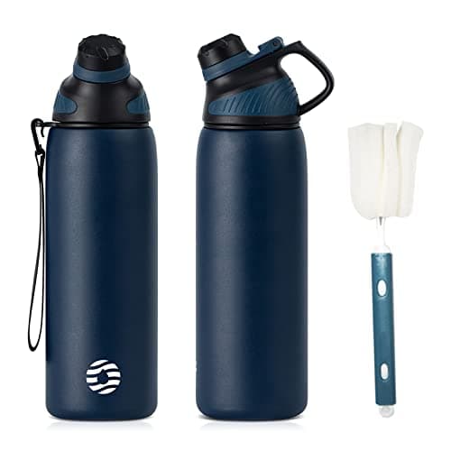 Bouteille Isotherme FJBottle Gourde 1L en Inox - Idéale pour Adultes au Sport, Gym et Voyage - Étanche sans BPA, Cover M — Bleu