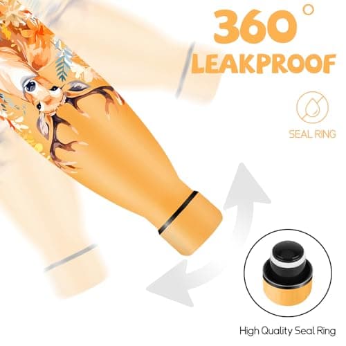 HoneyHolly Gourde Isotherme Acier Inoxydable 18/8, 24h Froid & 12h Chaud, Bouteille Étanche pour Sport, Camping & École,