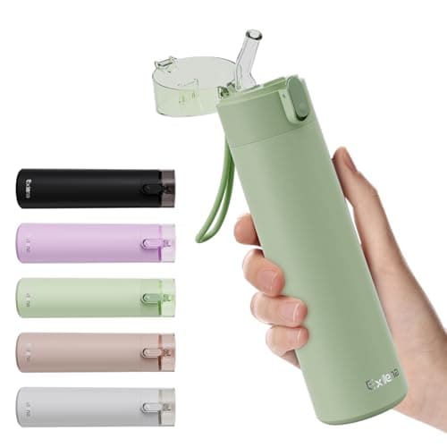 Petite Gourde Exllena Isotherme Gris Clair pour Sport et Bureau avec Paille OUVrage Facile et Ultra-Compact — Vert Menthe