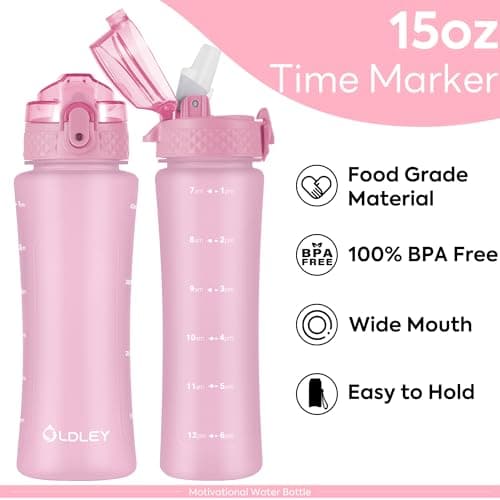 Gourde Oldley de 450ml/15oz pour Enfants - Réutilisable et Sans BPA - Parfaite pour l'École et la Maison - Étanche et Du