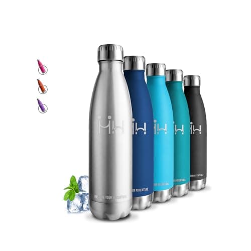 Gourde Isotherme 500ml Sans BPA, 24h Froid & 12h Chaud, Anti-Fuite pour Camping, Randonnée et Running — Inoxydable