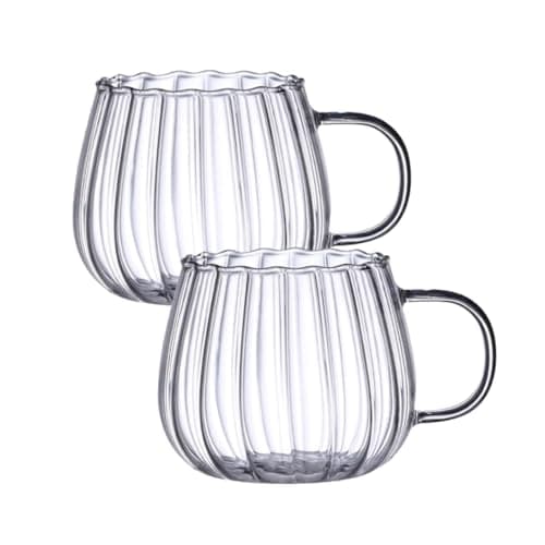 Lot de 2 tasses en verre transparent en forme de citrouille pour boissons chaudes, café, thé, maison et cuisine - résist