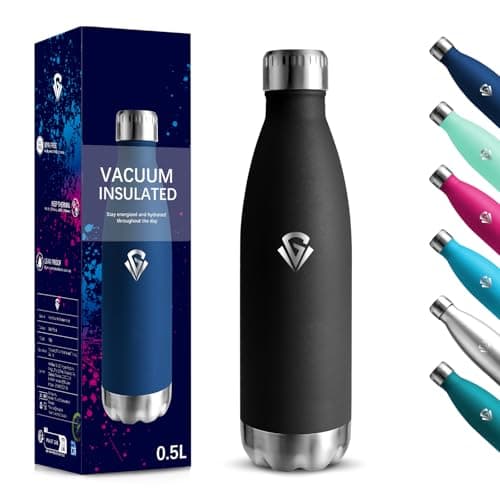 Gourde Isolante 500ml Sans BPA - Acier Inoxydable 18/8, Bouteille Insulated pour Voyage, École et Randonnée - Double Par