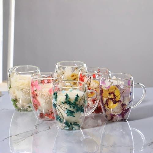 LeKuni Lot de 2 Tasses Double Paroi Rose & Rouge, Pour Cappuccino et Expresso, 350ml Verre Double Paroi, Thé Transparent