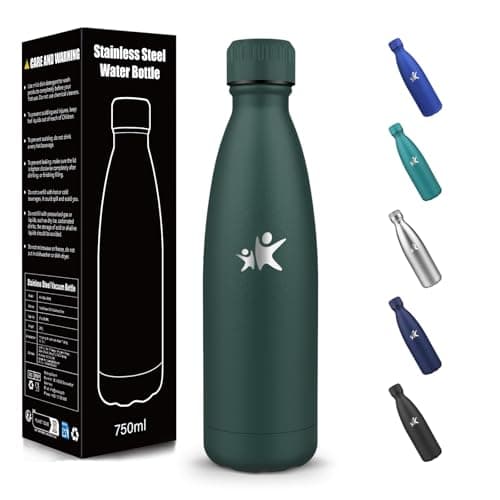 Gourde Acier Inoxydable Sans BPA Isolée Isotherme 500 ml 18/8 Isolation Double Paroi École Randonnée Rose Rouge Bouteill — Vert Kaki-750ml