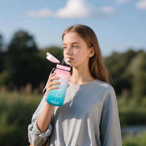 Gourde Motswedi 0.5L Rose et Cyan Adulte, Convient aux Boissons Gazeuses, Étanche pour Salle de Sport et Camping - Motiv