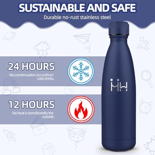 Motswedi Gourde Isotherme 500ml sans BPA, Anti-Fuite 24h Froid & 12h Chaud, Gourde Inox pour Enfants & Adultes, Sport, G