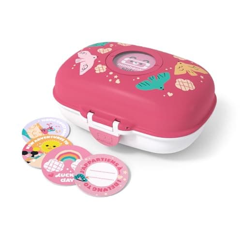 Monbento - Boite à Gouter Enfant Sans BPA | Boite à Gouter Fille avec Motif Fleurs | Idéale pour Ecole, Pique-nique et V — Rose Birds