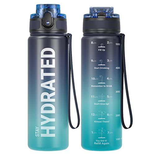 Bouteille d'Eau Sahara Sailor 1L, Sportive & Étanche pour Sport et Camping, Sans BPA et Reutilisable avec Marqueur de Te — Mer Profonde