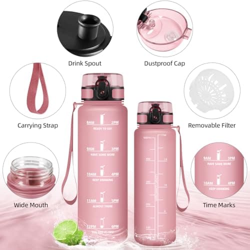 Gourde HoneyHolly 500ml Sport Sans BPA Eau Fitness Yoga L'école Bureau Filtrage Marqueur Temps