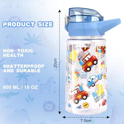Flintronic Gourde Isotherme Enfant Sans BPA Tritan, Bouteille Anti-fuite Réutilisable 500ML pour Ecole Maternelle avec P