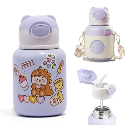 Gourde Enfant Isotherme 500ml Sans BPA - Anti-Fuite - Verrouillage Sécurisé - Vaisselle pour École et Sport (Violet) — Violet