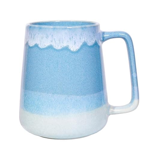 Céahrow Grande tasse à café en céramique bleu clair, résistante au lave-vaisselle et au micro-onde, idéale pour bureau e