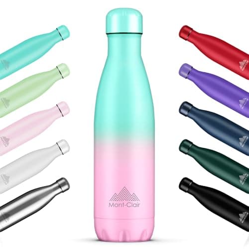 Mont-Clair Gourde Isotherme 750ml sans BPA - 24h Froid /12h Chaud, Bouteille d'Eau en Acier Inoxydable, Bleu Clair - Par — Cyan & Rose
