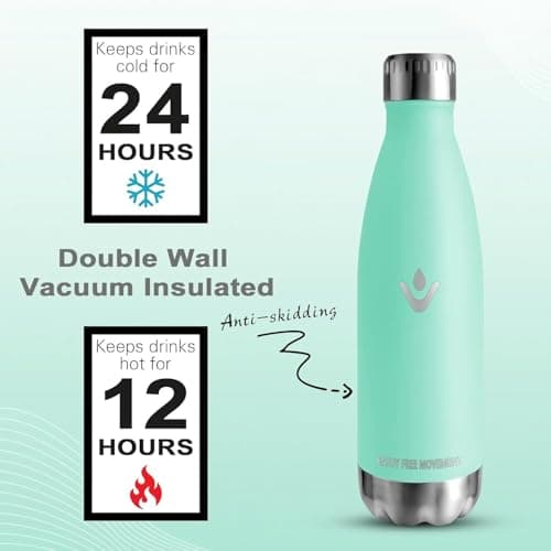 Gourde Isotherme 500ML - Gourde Inox sans BPA Réutilisable, Bouteille pour Running, École et Bureau avec Revêtement en P