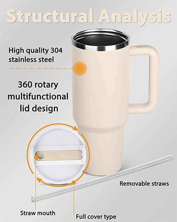 Tasse Inox Grande Capacité Rose Clair - Élevé en Paille pour Voiture - Tasse Extérieure American Style