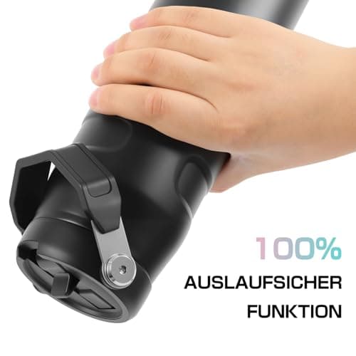 Gourde Isotherme Inox Sans BPA à Double Paroi Noir pour Adultes, Sport et Bureau Anti-Fuite Grande Capacité 720ml
