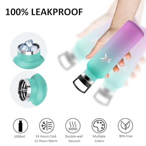 Gourde Isotherme Inox 500ml Anti Fuite pour Randonnée & Camping