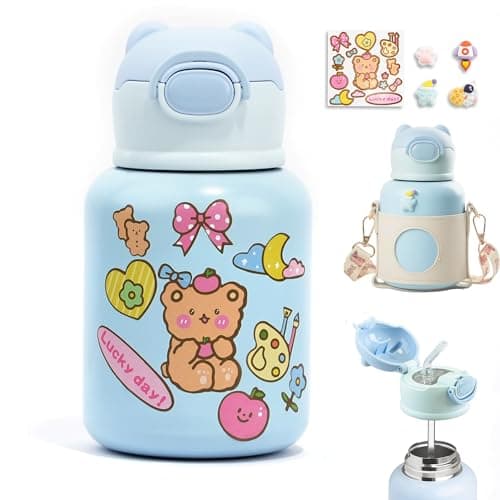 Gourde Enfant Isotherme 500ml Sans BPA - Anti-Fuite - Verrouillage Sécurisé - Vaisselle pour École et Sport (Violet) — Bleu