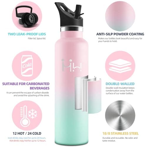 Gourde Isotherme Motswedi 1000ml Anti-Fuite, Poignée de Transport, École, Voyage, Sport