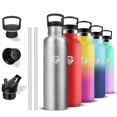 Gourde Isotherme Inox 500ml Anti Fuite pour École et Voyageavec Double Isolation 24h Froid & 12h Chaud — Inox