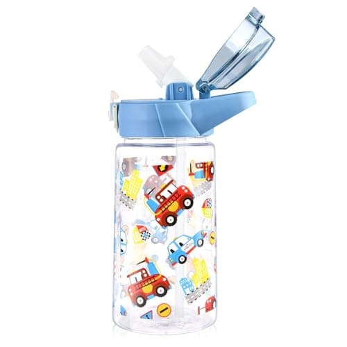 Flintronic Gourde Isotherme Enfant Sans BPA Tritan, Bouteille Anti-fuite Réutilisable 500ML pour Ecole Maternelle avec P — Blau-500ml