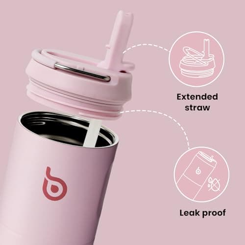 Bouteille d'eau isotherme en acier inoxydable pour sport et voyage - Rose clair, 710 ml,anti-fuite, sans BPA