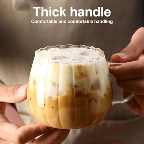 Lot de 2 tasses en verre transparent en forme de citrouille pour boissons chaudes, café, thé, maison et cuisine - résist