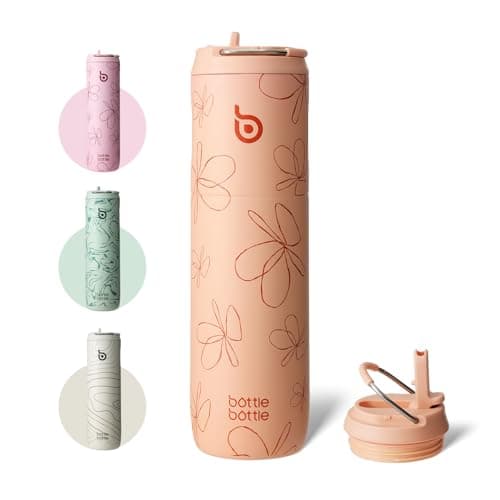 Bouteille d'eau isotherme en acier inoxydable pour sport et voyage - Rose clair, 710 ml,anti-fuite, sans BPA — Pétale Passion