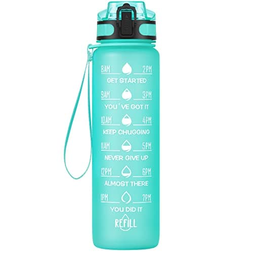 HydroPal Gourde Filtrante 1 Litre, Bouteille d'Eau sans BPA pour Adultes - Motivation & Marqueur de Temps pour Sport, Gy — Vert