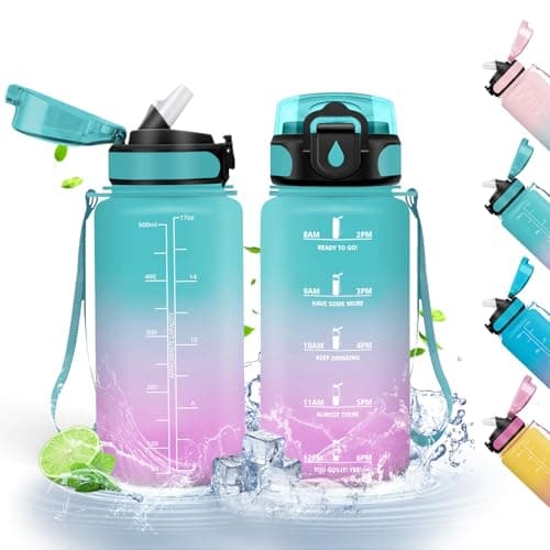 HoneyHolly Gourde 500ml sans BPA, Bouteille Étanche avec Marqueur de Temps, Bouteille Motivative pour Gym, École et Spor