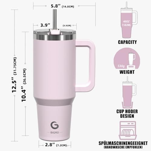Gourde Isotherme BIGRD 1,2L Acier Inoxydable 304 Rose - Double Isolation - Pour Sport et Randonnée - 100% Étanche Sans B