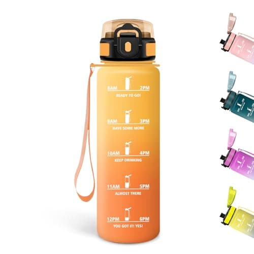 Gourde Motswedi Sport 500ml Anti Fuite Rose Cler & Rose Rouge pour Enfant et Adulte | Bouteille Réutilisable Sans BPA | — Jaune & Orange