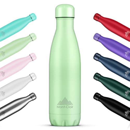 Mont-Clair Gourde Isotherme 750ml sans BPA - 24h Froid /12h Chaud, Bouteille d'Eau en Acier Inoxydable, Bleu Clair - Par — Vert Clair