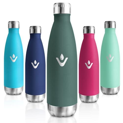 Motswedi Gourde Isotherme 500ml, 24h Froid & 12h Chaud, sans BPA pour Randonnée & Sport, Réutilisable — Vert Militaire